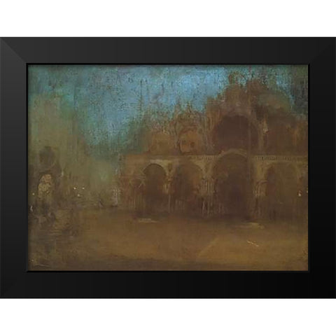 Nocturne Blue And Gold St Marks Venice 1879 Black Modern Wood Framed Art Print by Whistler, James McNeill