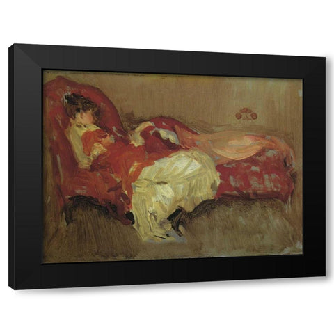 Note In Red The Siesta 1883 Black Modern Wood Framed Art Print with Double Matting by Whistler, James McNeill