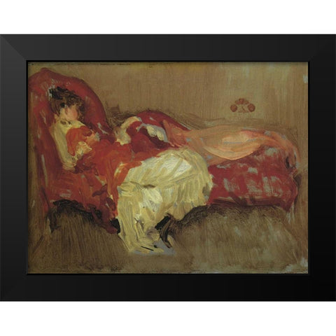 Note In Red The Siesta 1883 Black Modern Wood Framed Art Print by Whistler, James McNeill
