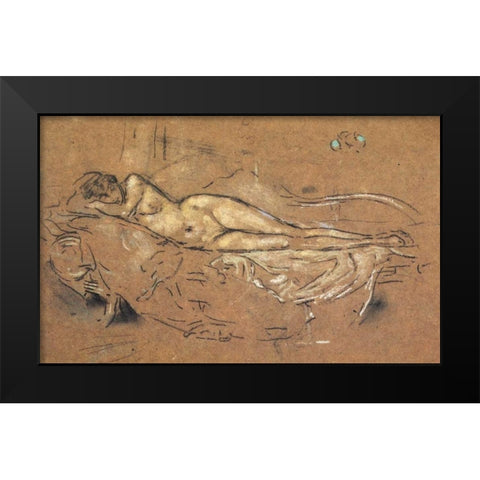 Reclining Nude 1900 Black Modern Wood Framed Art Print by Whistler, James McNeill