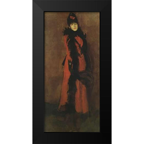 Red And Black The Fan 1891 Black Modern Wood Framed Art Print by Whistler, James McNeill