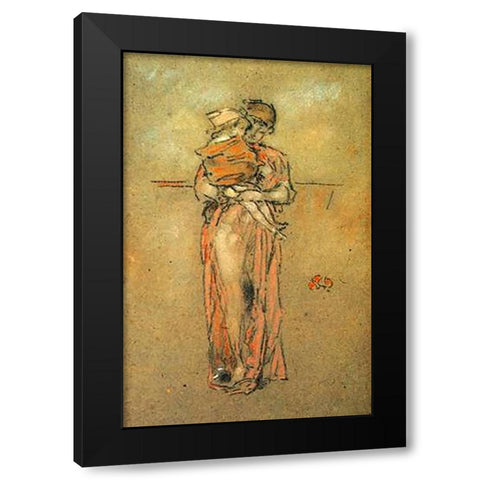 Rose And Red Little Pink Cap 1889 Black Modern Wood Framed Art Print by Whistler, James McNeill