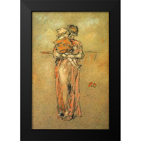 Rose And Red Little Pink Cap 1889 Black Modern Wood Framed Art Print by Whistler, James McNeill