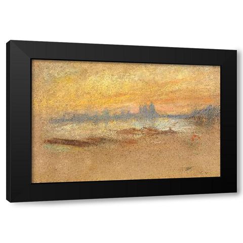 Sunset Red And Gold Salute 1880 Black Modern Wood Framed Art Print by Whistler, James McNeill