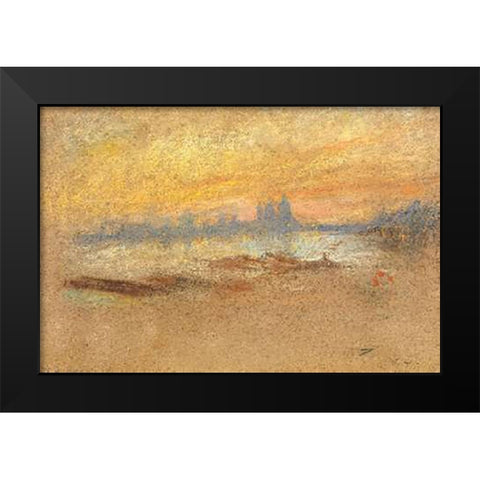Sunset Red And Gold Salute 1880 Black Modern Wood Framed Art Print by Whistler, James McNeill