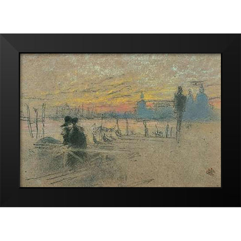 Sunset Red And Gold The Gondolier 1880 Black Modern Wood Framed Art Print by Whistler, James McNeill