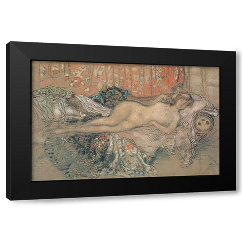 The Arabian 1892 Black Modern Wood Framed Art Print with Double Matting by Whistler, James McNeill