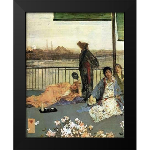 The Balcony 1864 Black Modern Wood Framed Art Print by Whistler, James McNeill