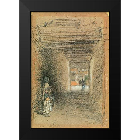 The Beggars Winter 1879 Black Modern Wood Framed Art Print by Whistler, James McNeill