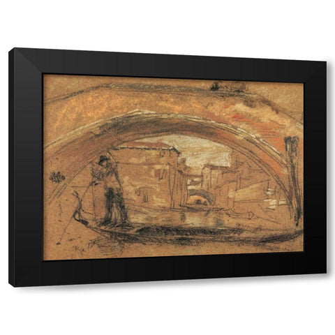 The Old Bridge Winter 1879 Black Modern Wood Framed Art Print by Whistler, James McNeill