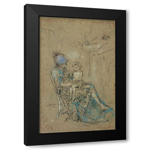 The Purple Cap 1890s Black Modern Wood Framed Art Print with Double Matting by Whistler, James McNeill
