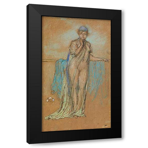 The Purple Cap A Note In Green And Violet 1870s Black Modern Wood Framed Art Print with Double Matting by Whistler, James McNeill