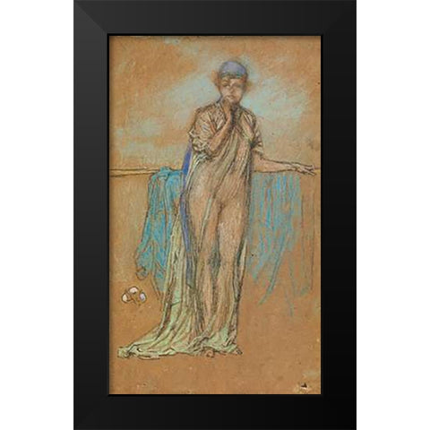 The Purple Cap A Note In Green And Violet 1870s Black Modern Wood Framed Art Print by Whistler, James McNeill