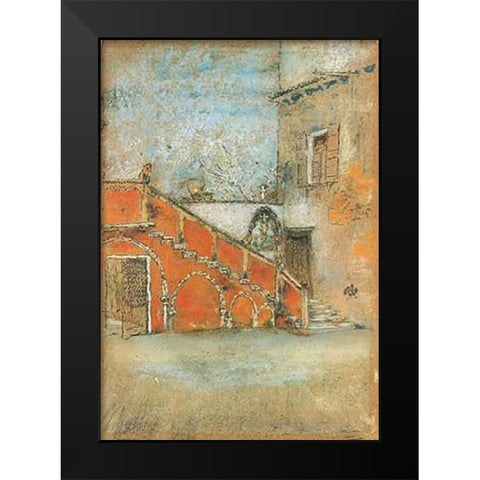 The Staircase Note In Red 1880 Black Modern Wood Framed Art Print by Whistler, James McNeill