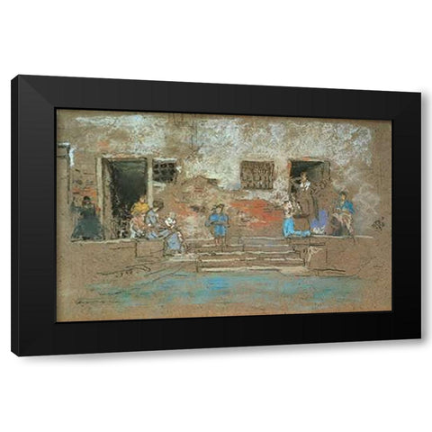 The Steps 1880 Black Modern Wood Framed Art Print with Double Matting by Whistler, James McNeill