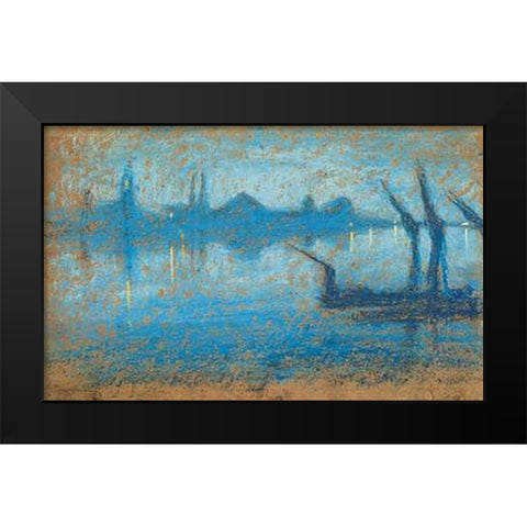 The Thames 1871 Black Modern Wood Framed Art Print by Whistler, James McNeill