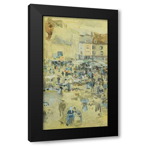 Variations In Violet And Grey Market Place Dieppe 1885 Black Modern Wood Framed Art Print by Whistler, James McNeill