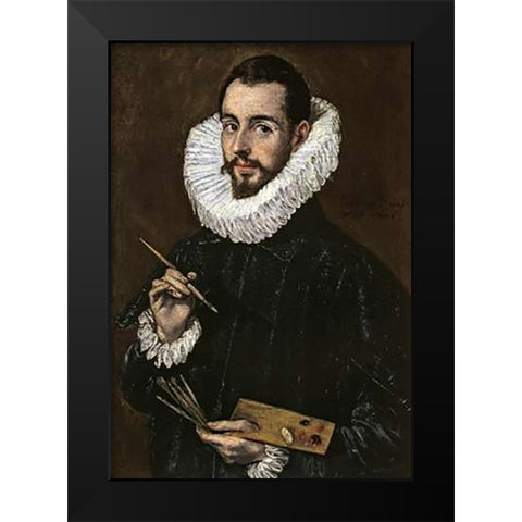 An Artist Probably Jorge Manuel Theotokopoulos Black Modern Wood Framed Art Print by Greco, El