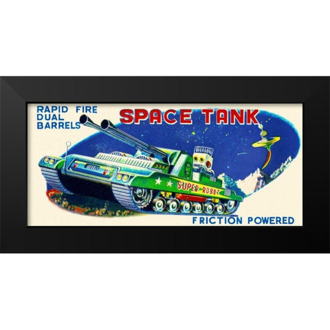 Rapid Fire Dual Barrell Space Tank Black Modern Wood Framed Art Print by Retrobot
