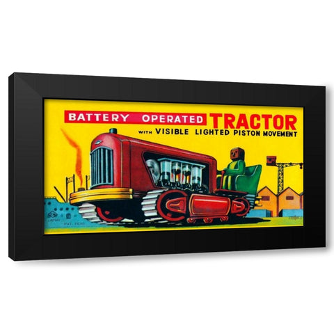 Battery Operated Tractor Black Modern Wood Framed Art Print by Retrobot