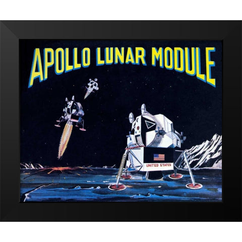 Apollo Lunar Module Black Modern Wood Framed Art Print by Retrobot