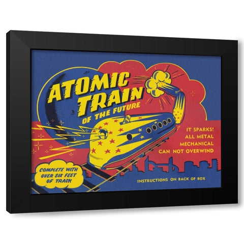Atomic Train of the Future Black Modern Wood Framed Art Print by Retrobot