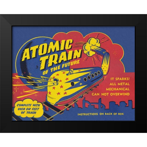 Atomic Train of the Future Black Modern Wood Framed Art Print by Retrobot