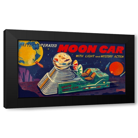 Moon Car Black Modern Wood Framed Art Print by Retrobot