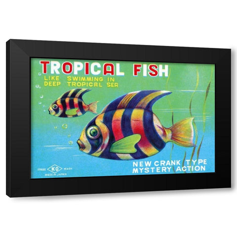 Tropical Fish Black Modern Wood Framed Art Print with Double Matting by Retrobot