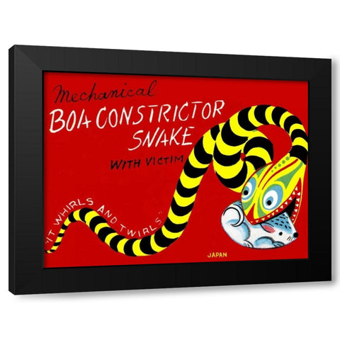 Boa Constrictor Snake with Victim Black Modern Wood Framed Art Print with Double Matting by Retrobot