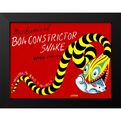 Boa Constrictor Snake with Victim Black Modern Wood Framed Art Print by Retrobot