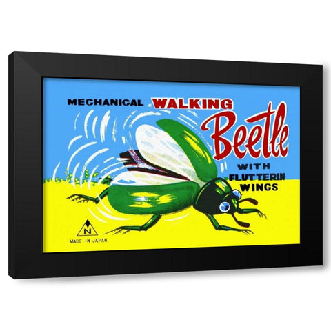 Mechanical Walking Beetle Black Modern Wood Framed Art Print with Double Matting by Retrobot