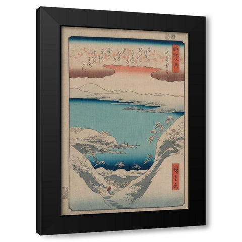 Evening Snow at Hira Black Modern Wood Framed Art Print with Double Matting by Hiroshige, Ando