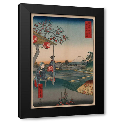 Fujimi Teahouse at Zoshigaya Black Modern Wood Framed Art Print with Double Matting by Hiroshige, Ando