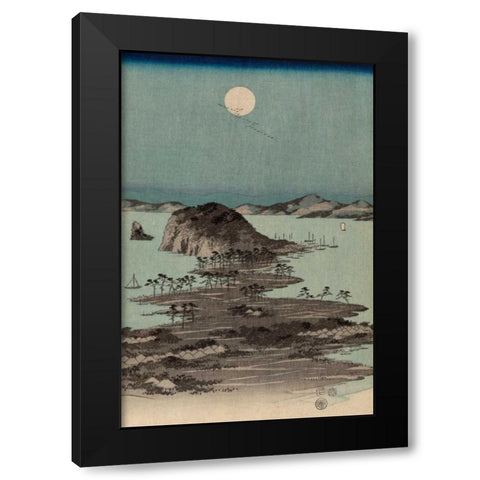 Evening view of the eight famous sites at Kanazawa in Musashi Province #2 Black Modern Wood Framed Art Print by Hiroshige, Ando