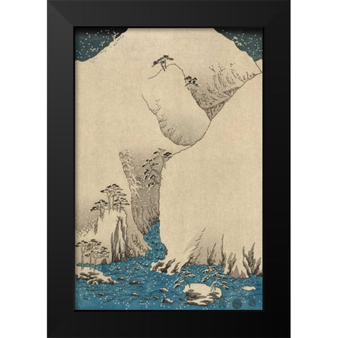 Mountains and rivers on the Kiso Road  #2 Black Modern Wood Framed Art Print by Hiroshige, Ando