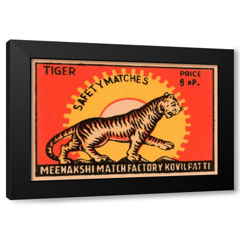 Tiger Safety Matches Black Modern Wood Framed Art Print by Phillumenart