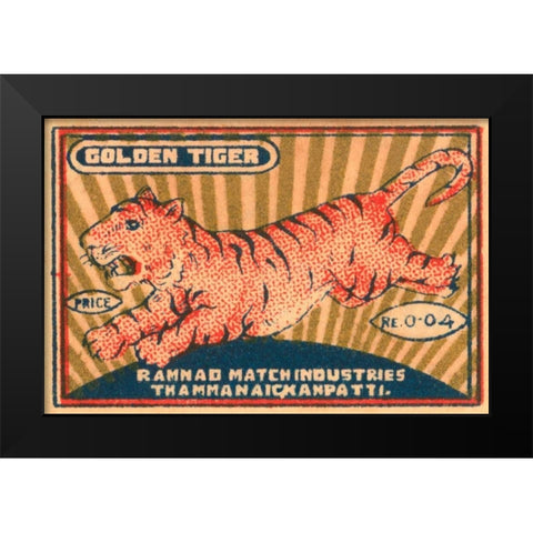 Golden Tiger Black Modern Wood Framed Art Print by Unknown