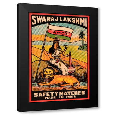 Swaraj Lakshmi Safety Matches Black Modern Wood Framed Art Print by Phillumenart