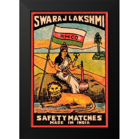 Swaraj Lakshmi Safety Matches Black Modern Wood Framed Art Print by Phillumenart