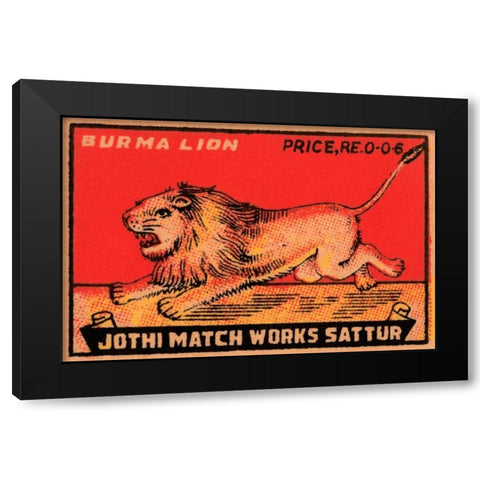 Burma Lion Black Modern Wood Framed Art Print with Double Matting by Phillumenart