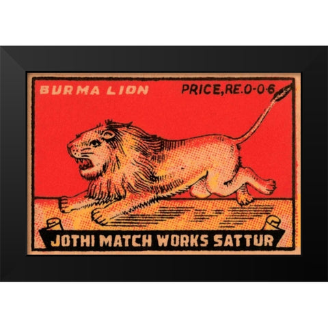 Burma Lion Black Modern Wood Framed Art Print by Phillumenart