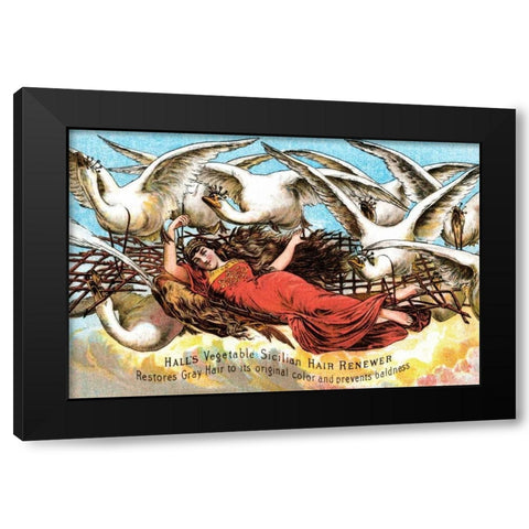 Halls Vegetable Sicillian Hair Renewer Black Modern Wood Framed Art Print by Advertisement