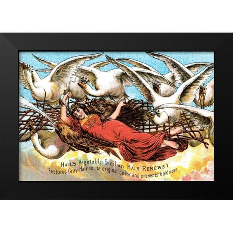 Halls Vegetable Sicillian Hair Renewer Black Modern Wood Framed Art Print by Advertisement