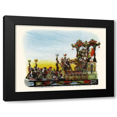 Theatre - Mardi Gras Parade Float Design Black Modern Wood Framed Art Print with Double Matting by Unknown