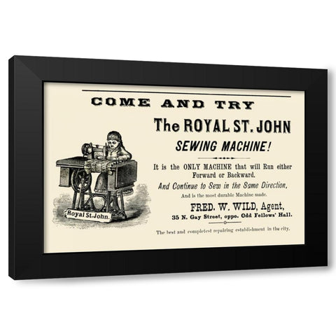 The Royal St. John Sewing Machine Black Modern Wood Framed Art Print with Double Matting by Unknown