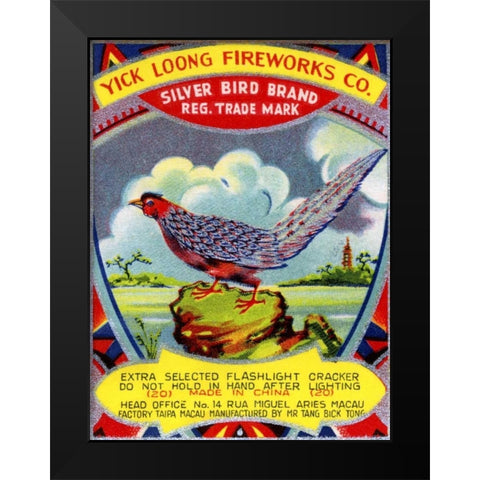 Yick Loong Silver Bird Brand Firecracker Black Modern Wood Framed Art Print by Unknown