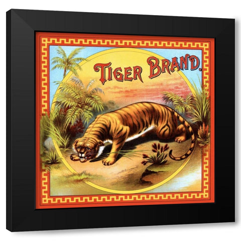 Tiger Brand Tobacco Label Black Modern Wood Framed Art Print with Double Matting by Unknown