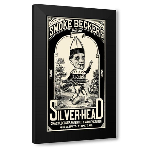 Smoke Beckers Silver-Head Black Modern Wood Framed Art Print with Double Matting by Vintage Booze Labels