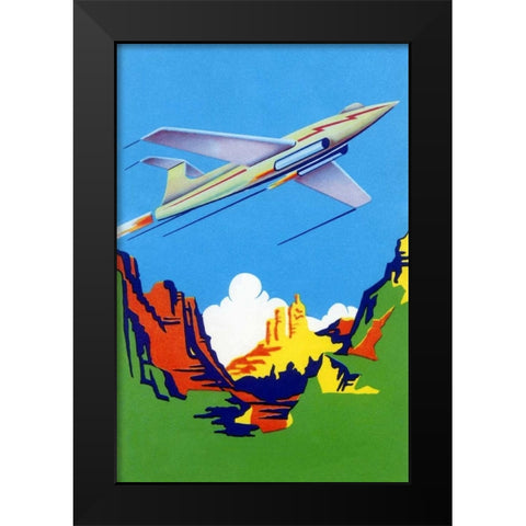 Jet Broom Label Black Modern Wood Framed Art Print by Unknown